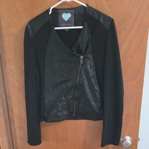 Kendall & Kylie Black Leather Jacket with Zipper